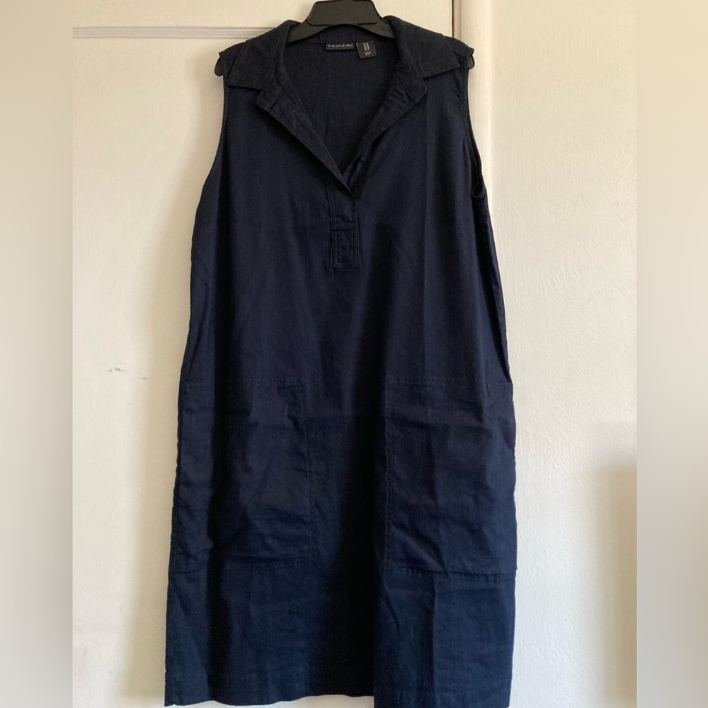 Tahari Elegant Dark Blue Dress